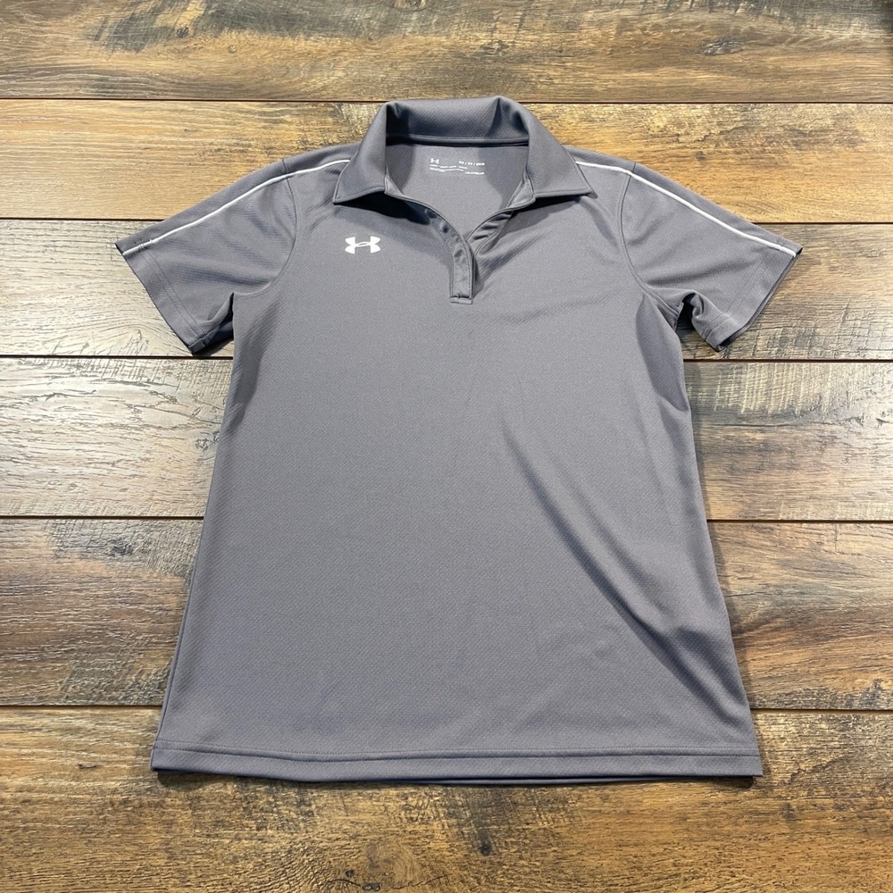 Under Armour HeatGear Gray Short Sleeve Polo Shirt XS Loose Fit Performance Top